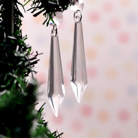 Handmade Glass Crystal Prism Chaindelier Ornaments in Set of 20